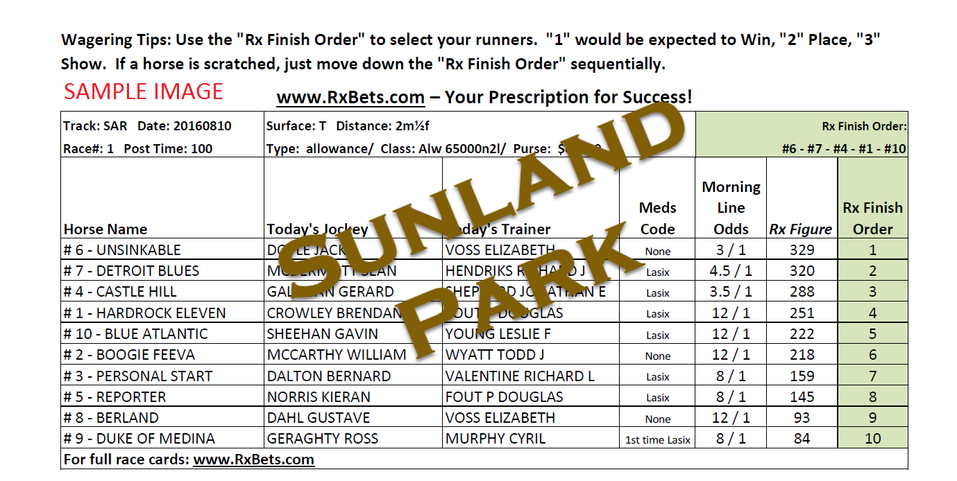 01/11/26 - Sunland Park - Daily Selection Report