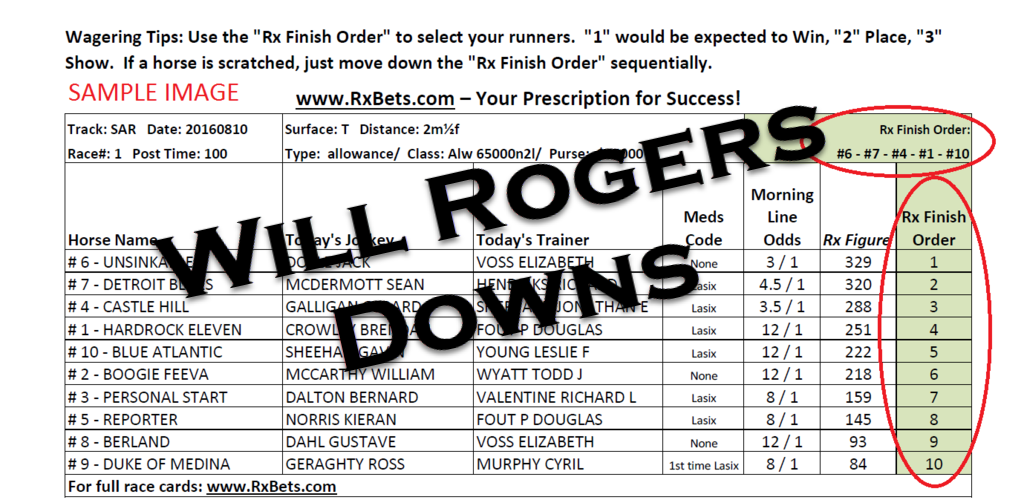 10/27/25 - Will Rogers Downs - Daily Selection Report